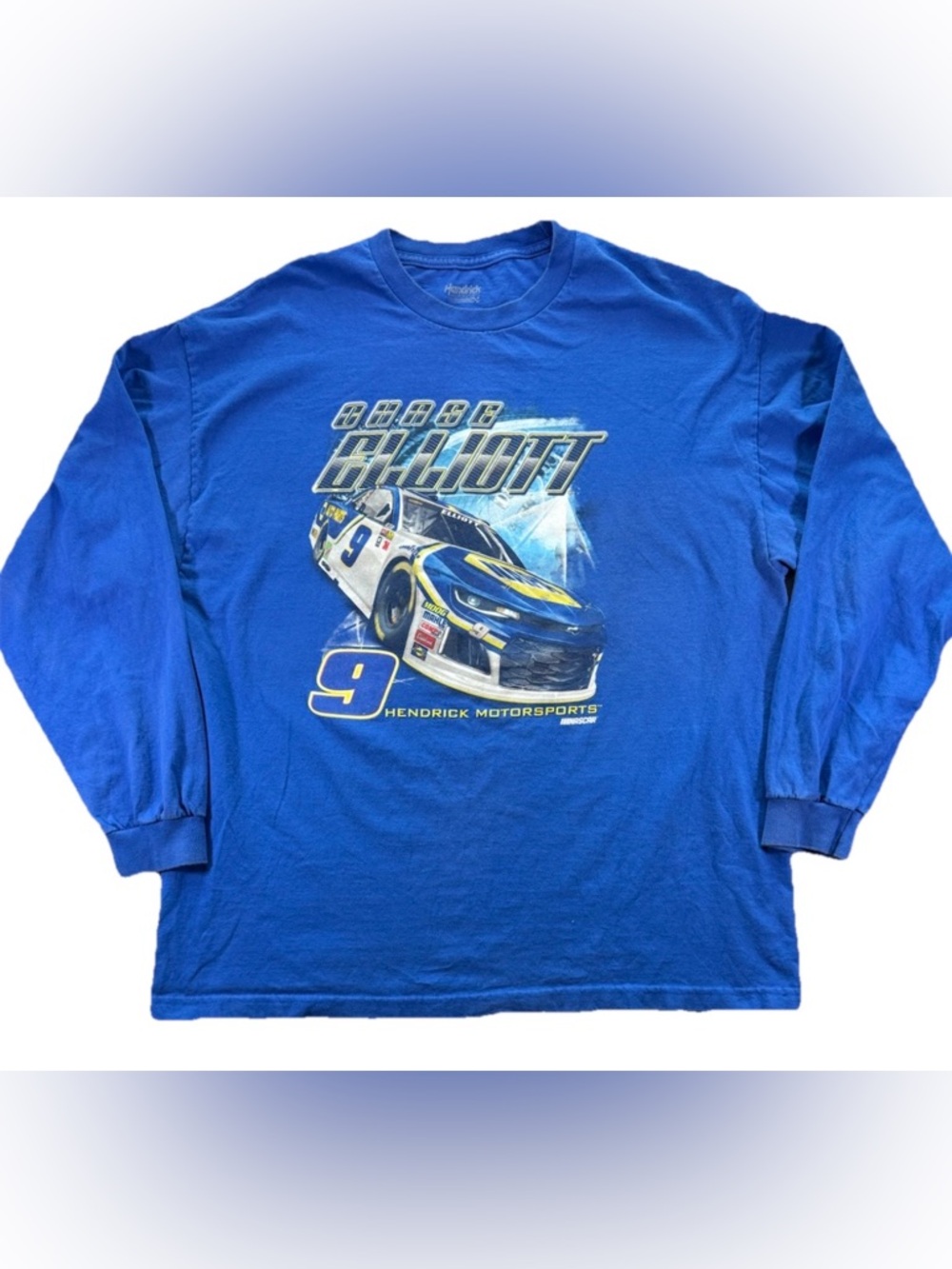 Chase Elliot NASCAR Racing Long Sleeve T Shirt Men's 2XL Blue Y2K VTG 9 NAPA